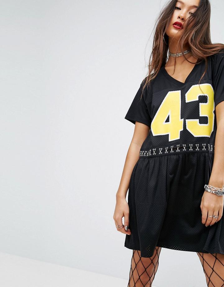 Asos Punk Airtex Smock Dress - Black