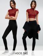 Asos Tall 2 Pack High Waisted Leggings In Black - Black
