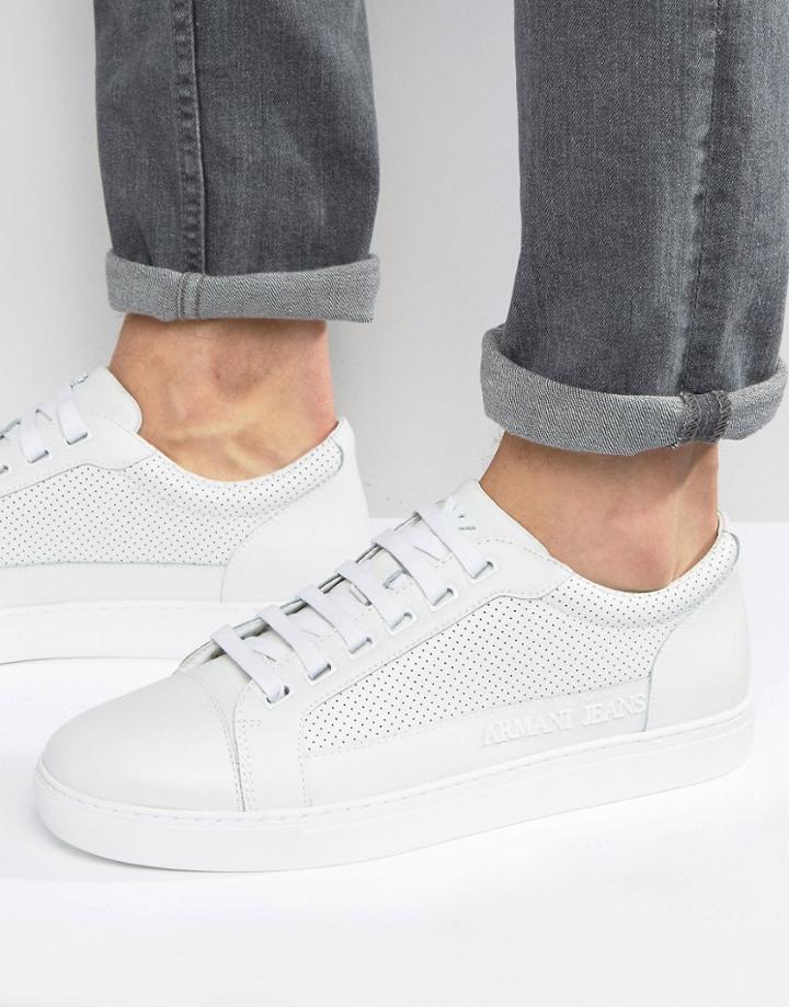 Armani Jeans Leather Premuim Sneakers - White