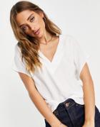 Asos Design V-neck Blouse In White-neutral