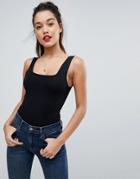 Asos Tank Body With Square Neck - Black