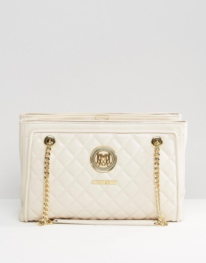 Love Moshchino Quilted Shoulder Bag - Cream