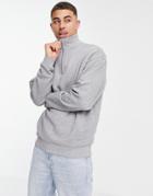 Asos Design Oversized Half Zip Sweatshirt In Gray Heather - Gray-grey