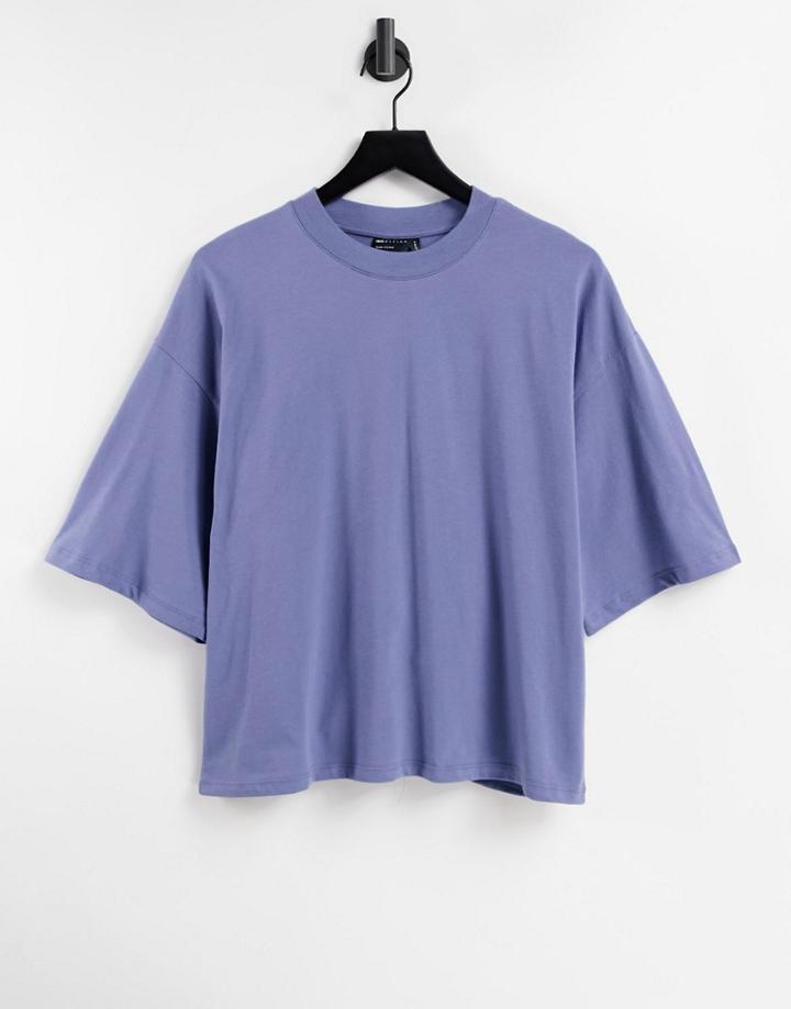 Asos Design T-shirt In Oversized Boxy Fit In Blue-blues