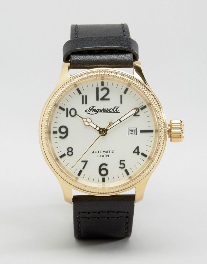 Ingersoll Apsley Automatic Leather Watch In Black - Black