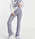 Asos Design Tall Slim Kick Flare Pants In Check-grey