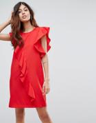 Vero Moda Frill Asymetric Dress - Red