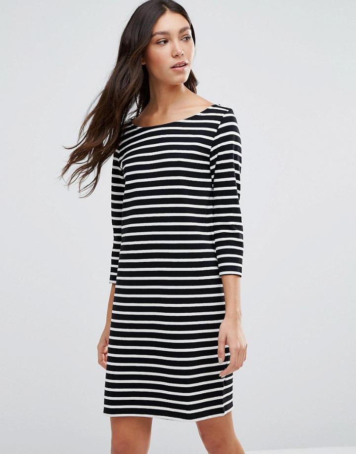 Ganni Old Spice Striped Classic Shift Dress - Black