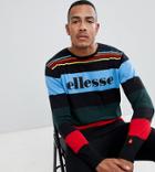 Ellesse Knitted Sweater With Bold Block Stripes - Black