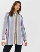 Asos Design Long Sleeve Boyfriend Shirt In Stripe-multi