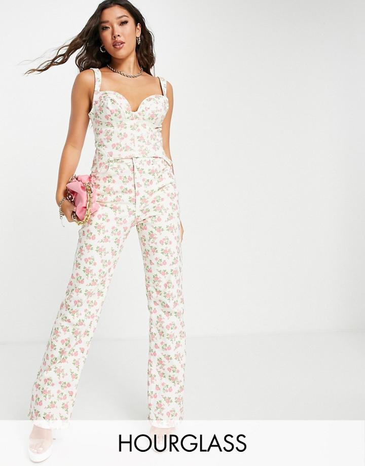 Asos Luxe Hourglass Denim Straight Leg Jeans In Ditsy Print - Part Of A Set-multi