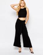 Only Alex Wide Leg Pants With Belt - Black