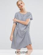 Zacro Draped Shift Dress In Stripe - Blue