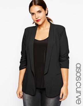 Asos Curve Blazer In Crepe With Slim Lapel - Black