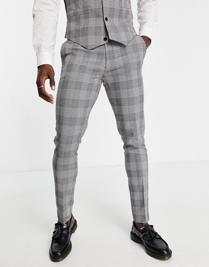Asos Design Wedding Skinny Suit Pants In Black Window Check