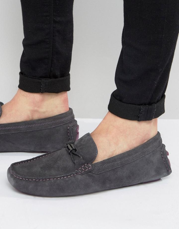 Ted Baker Carlsun Loafers In Gray Suede - Gray