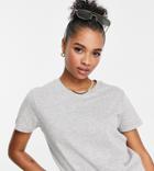 Asos Design Petite Ultimate T-shirt With Crew Neck In Organic Cotton Blend In Gray Heather
