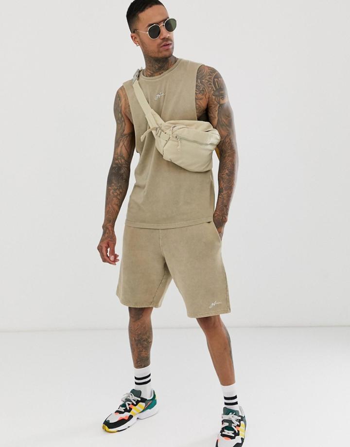 Good For Nothing Two-piece Shorts In Acid Wash Stone - Stone