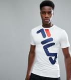 Fila Black Line Compression T-shirt With Large Logo In White - White
