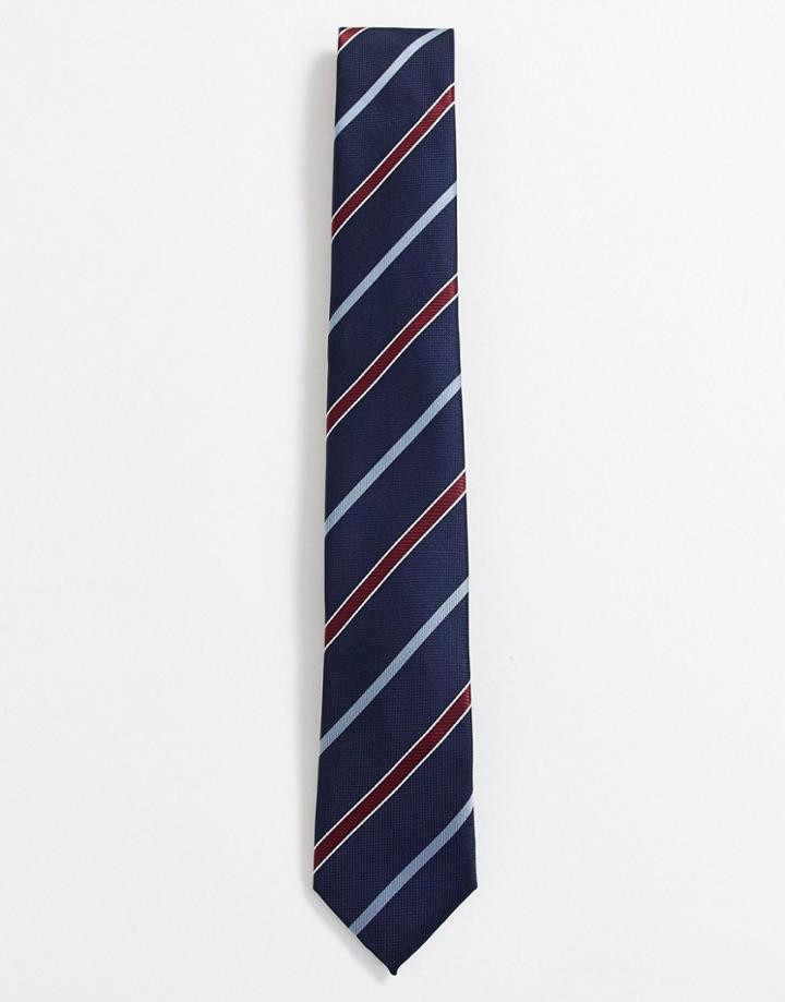 Jack & Jones Stripe Tie In Navy