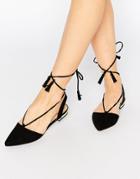 Truffle Collection Edlyn Tie Up Flat Shoes - Black Micro