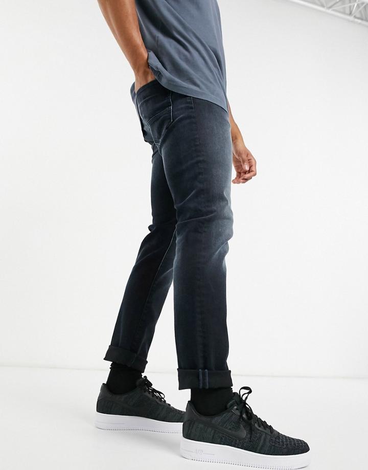 Jack & Jones Intelligence Glenn Super Stretch Slim Tapered Jeans In Blue Black