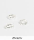 Icon Brand 3 Pack Stacking Ring Set In Silver