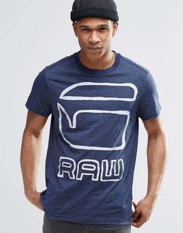 G-star Dromec T-shirt Outline Raw Print - Sartho Blue