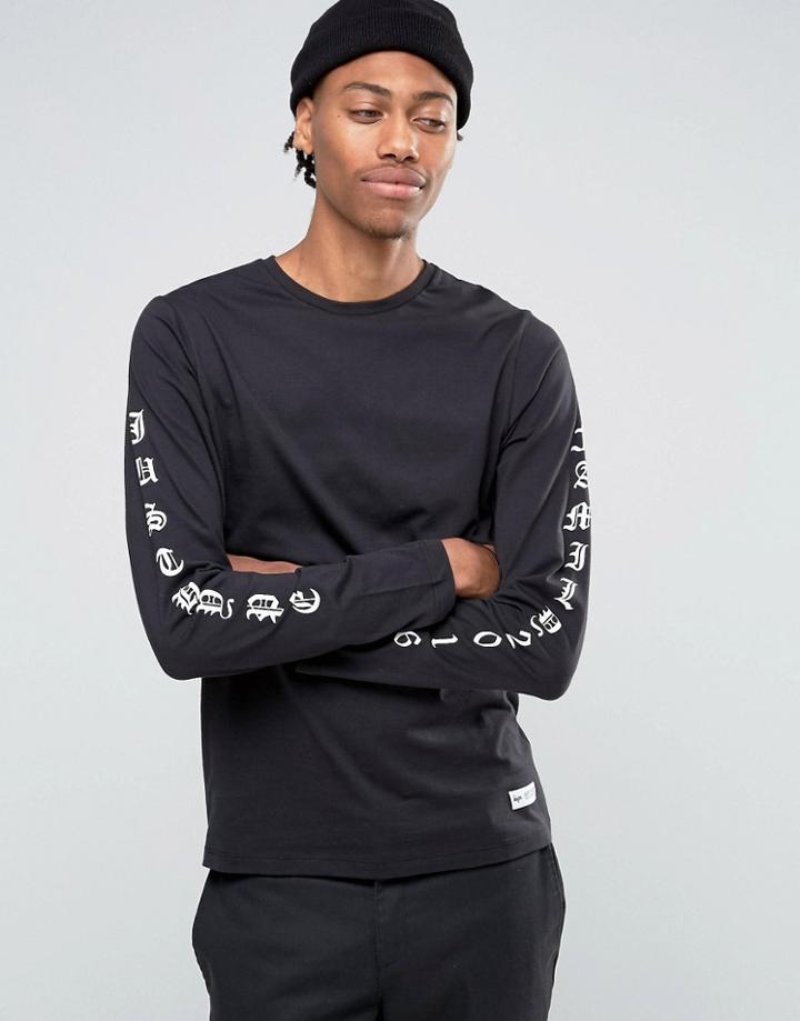 Hype Long Sleeve T-shirt With Arm Print - Black