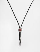Asos Leaf & Stone Mini Bolo Necklace - Multi