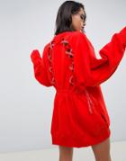 Tommy Hilfiger X Gigi Hadid Sweat Dress With Stitch Up Back Detailing - Red