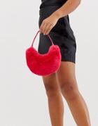Asos Design Micro Fur 90s Bag - Pink