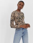 Asos Design Crew Neck Sweater In Mixed Animal - Multi