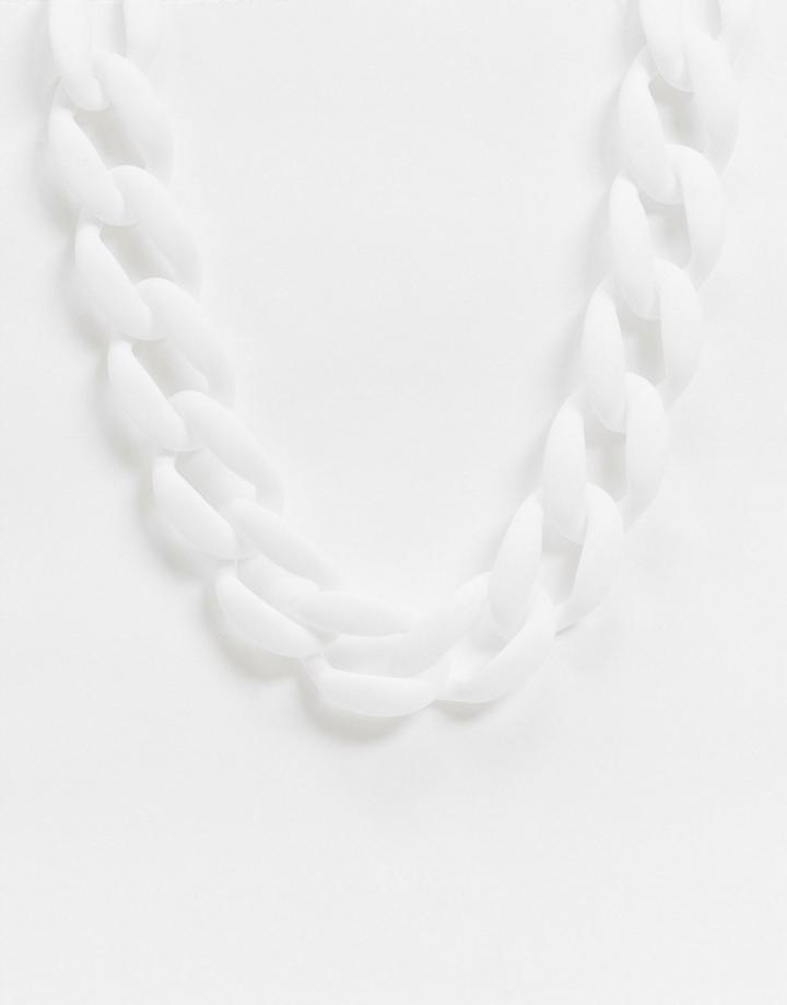 Asos Design Chain Link Necklace In White