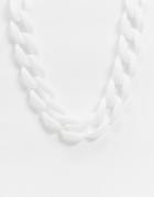 Asos Design Chain Link Necklace In White
