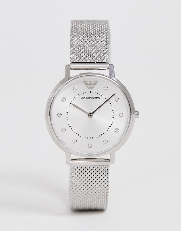 Emporio Armani Ar11128 Mesh Watch In Silver - Silver