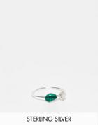 Kingsley Ryan Double Crystal Ring With Malachite In Sterling Silver