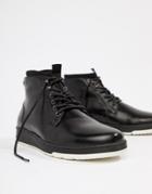 Asos Design Lace Up Boots In Black Leather