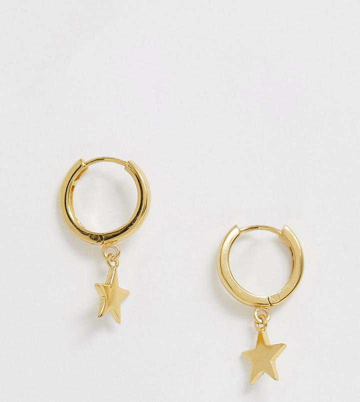 Orelia Gold Plated Star Drop Huggie Hoop Earrings