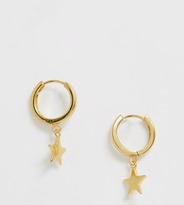 Orelia Gold Plated Star Drop Huggie Hoop Earrings