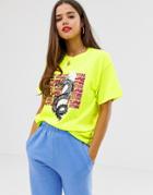 Daisy Street Oversized T-shirt With Dragon Graphics - Yellow