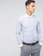 Asos Smart Stretch Slim Oxford Stripe Shirt In Navy - Blue