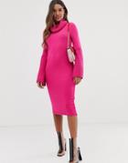 Asos Design Flare Sleeve Pencil Dress - Pink