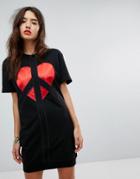 Love Moschino Peace And Love T-shirt Dress - Black
