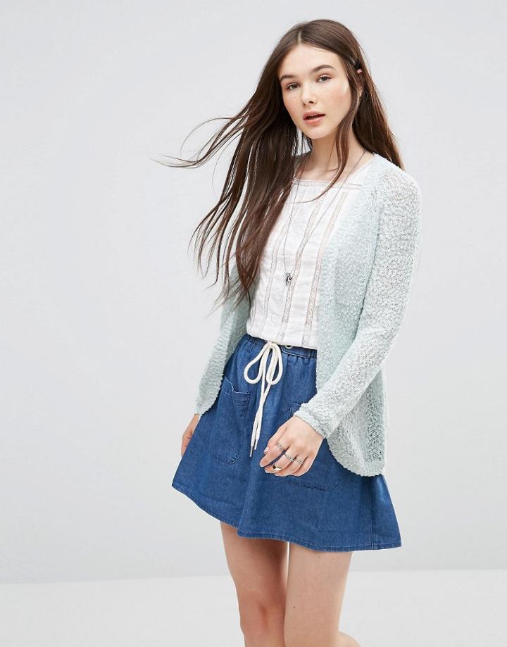 Only Popcorn Textured Cardigan In Blue - Wab Blue