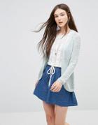 Only Popcorn Textured Cardigan In Blue - Wab Blue