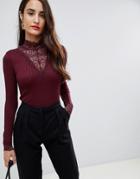 Y.a.s Lace High Neck Top - Red