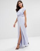 Asos Embellished Waist Maxi Dress - Blue