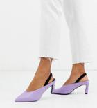 Asos Design Wide Fit Wishful Mid Heels In Lilac And Black-purple