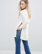 Qed London Sweater With Split Sides - White